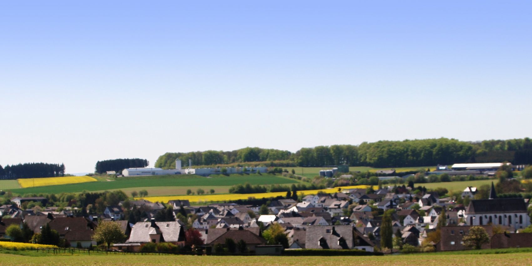 Blankenrath Auf dem Bild befindet sich die Ortsansicht von Blankenrath und rings herum Felder und Bäume.